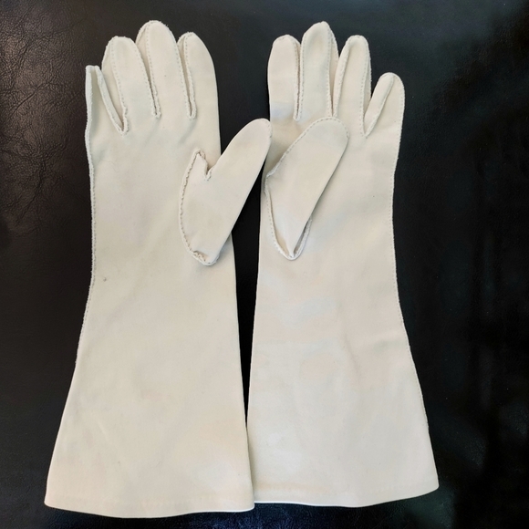 GLOVES Vintage Long Cream Off-White Retro Formal Fancy Costume Cosplay Large - Picture 7 of 11